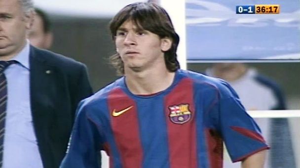 Messi en su debut con el Barcelona, 2004